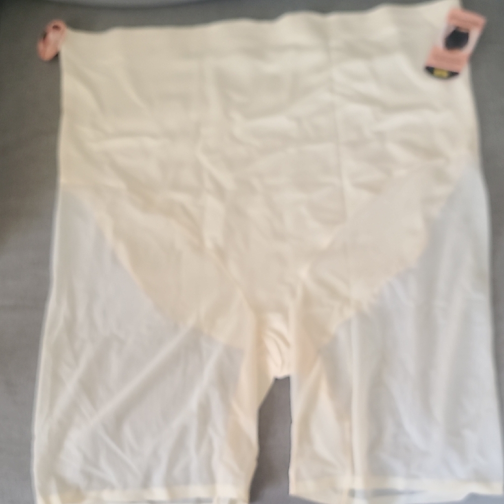 Shapermint Cream High-Waist Mesh Shaper Shorts